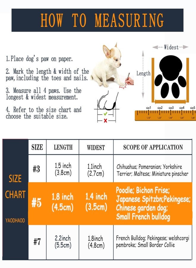 YAODHAOD Dog Shoes for Winter, Dog Boots & Paw Protectors, Fleece Warm Snow Booties for Puppy with Reflective Strip Anti-Slip Rubber Sole for Small Medium Size Dogs, Size 5: 1.9"x1.5" (L*W), Black - Image 4